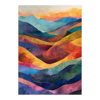 Jewel-Toned Abstract Mountain Landscape Wall Art (Print Only)