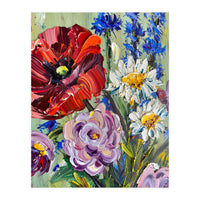 Vibrant Wildflower Meadow Oil Painting (Print Only)