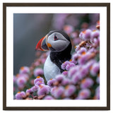 Atlantic Puffin Amidst Pink Heather Flowers thumbnail