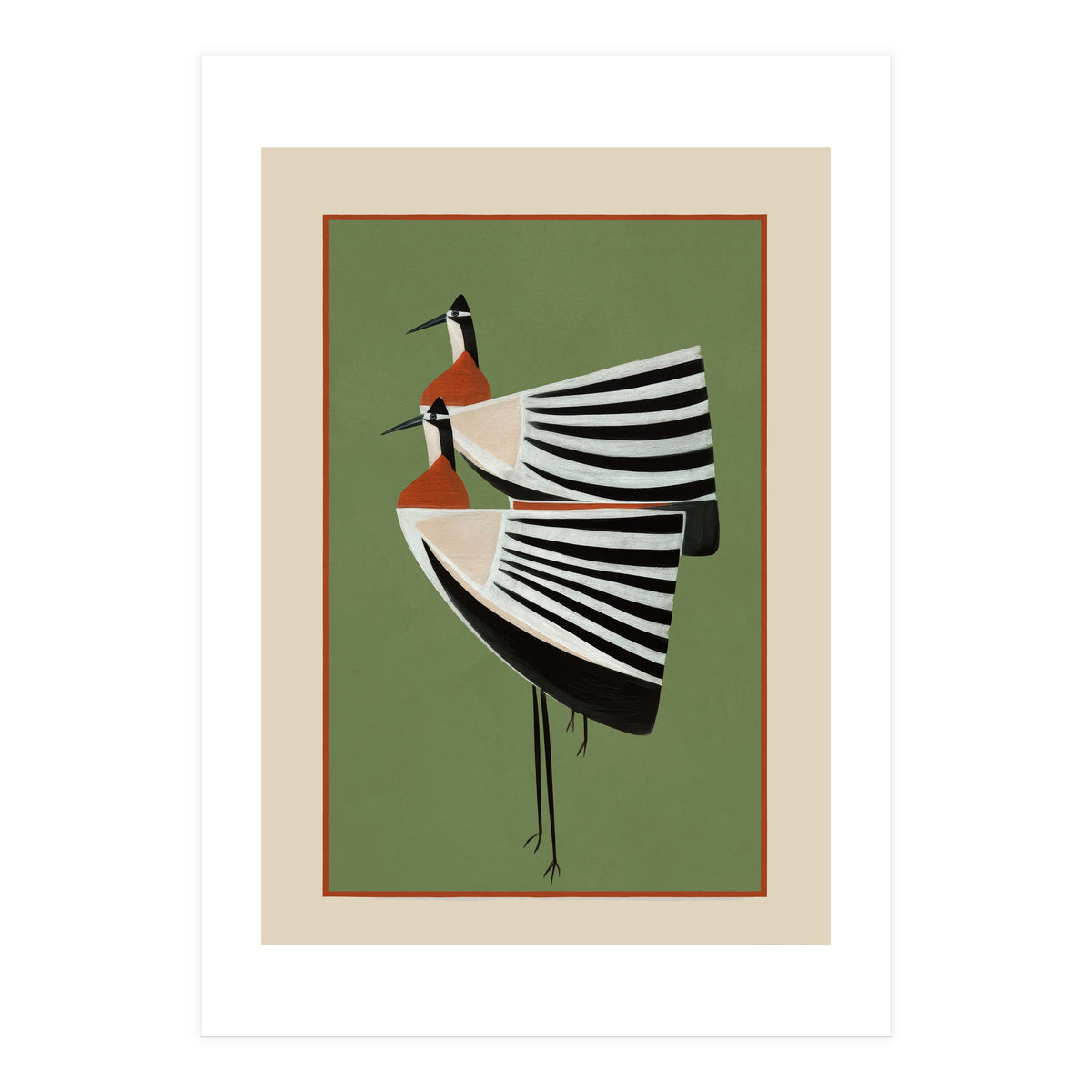 Striped Bird Pair (Print Only)