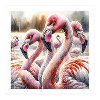 Watercolor Flamingos (Print Only)