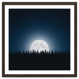Midnight Serenity: Full Moon Over Forest Silhouettes thumbnail