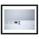 No lifeguards on the sign board in the winter snow beach thumbnail