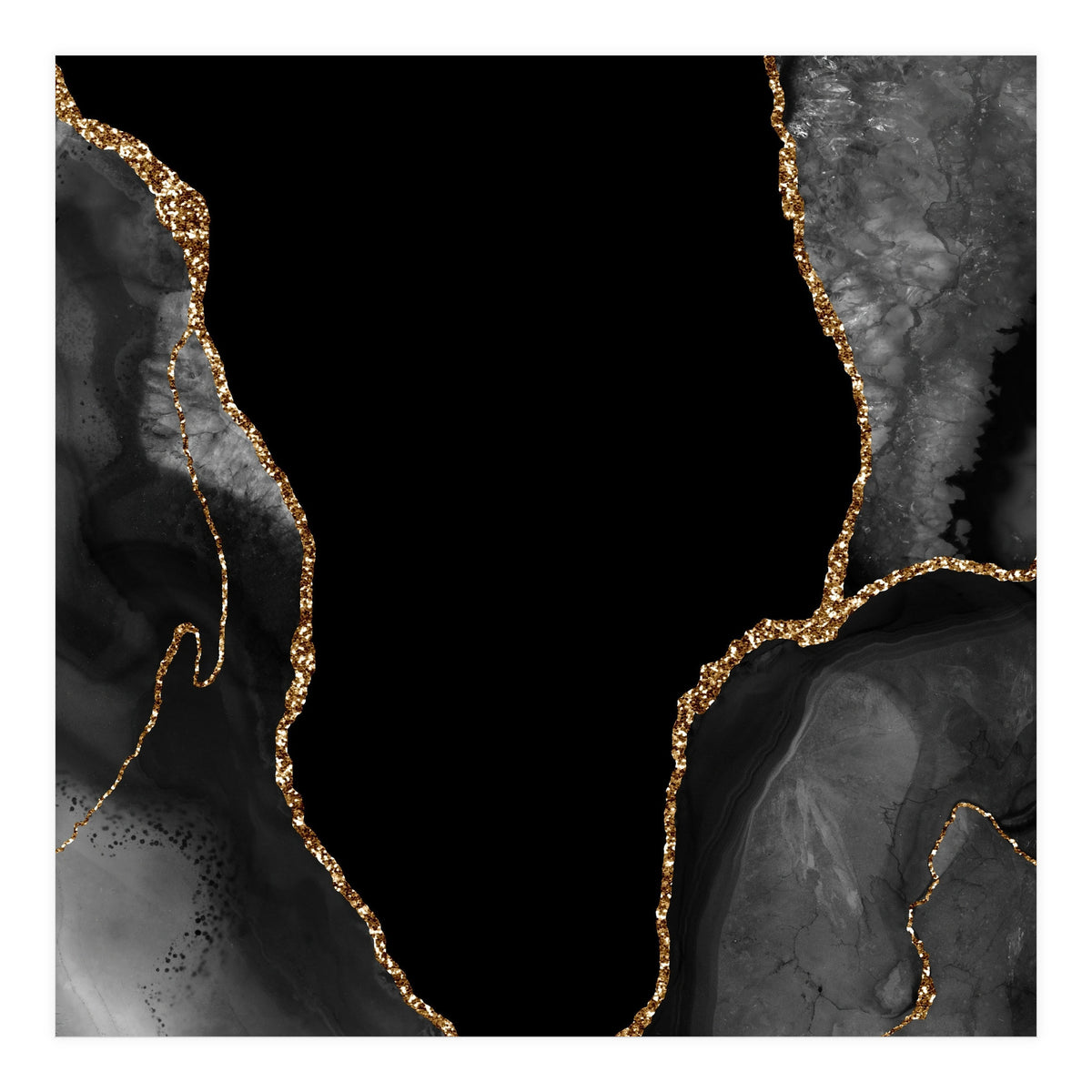 Black & Gold Agate Texture 03 (Print Only)