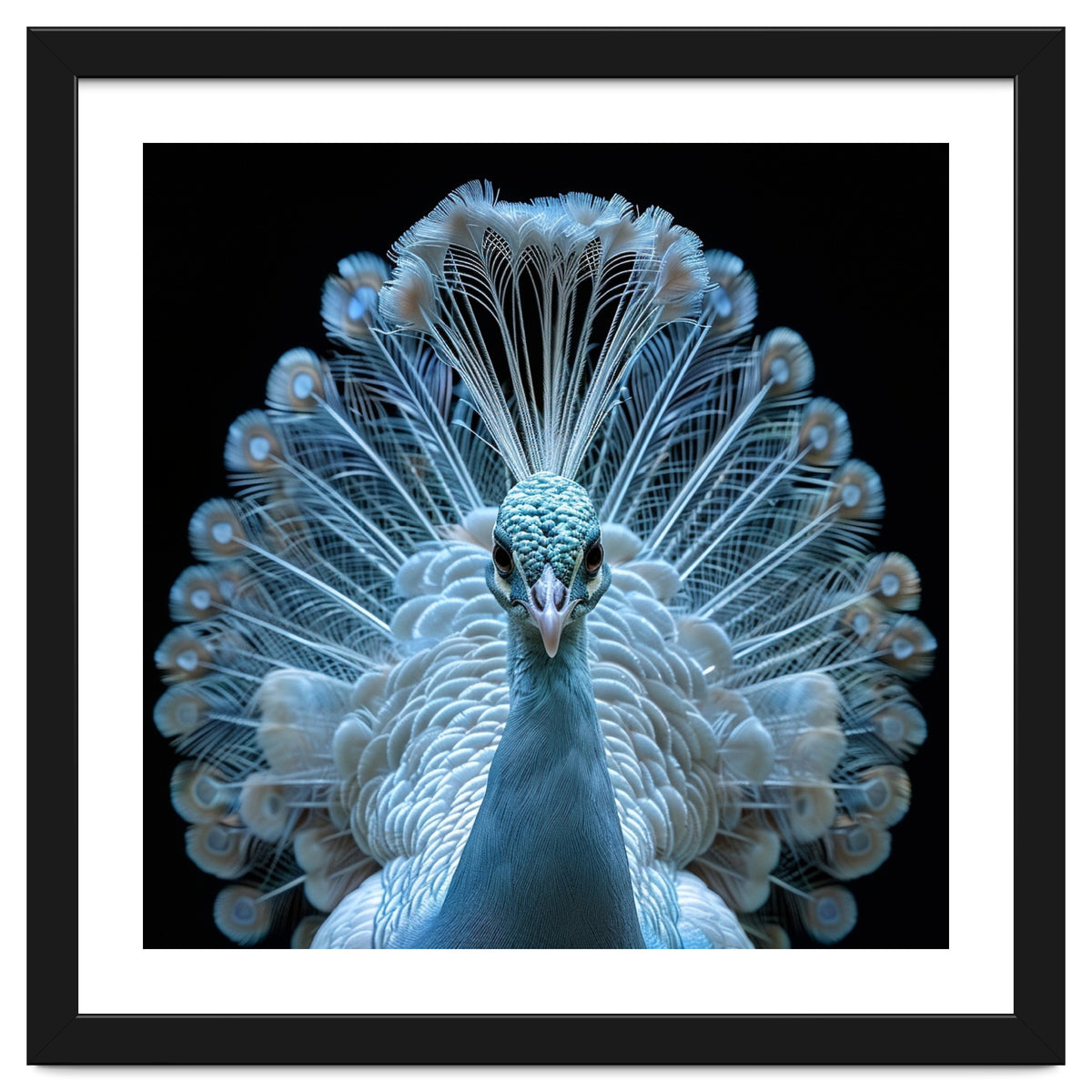 Majestic White Peacock Displaying Its Feathers