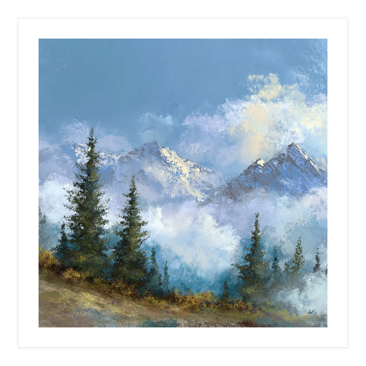 Majestic Snow-Capped Alpine Peaks (Print Only)