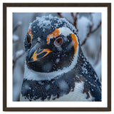 Penguin In Snow Falling Close Up Portrait thumbnail