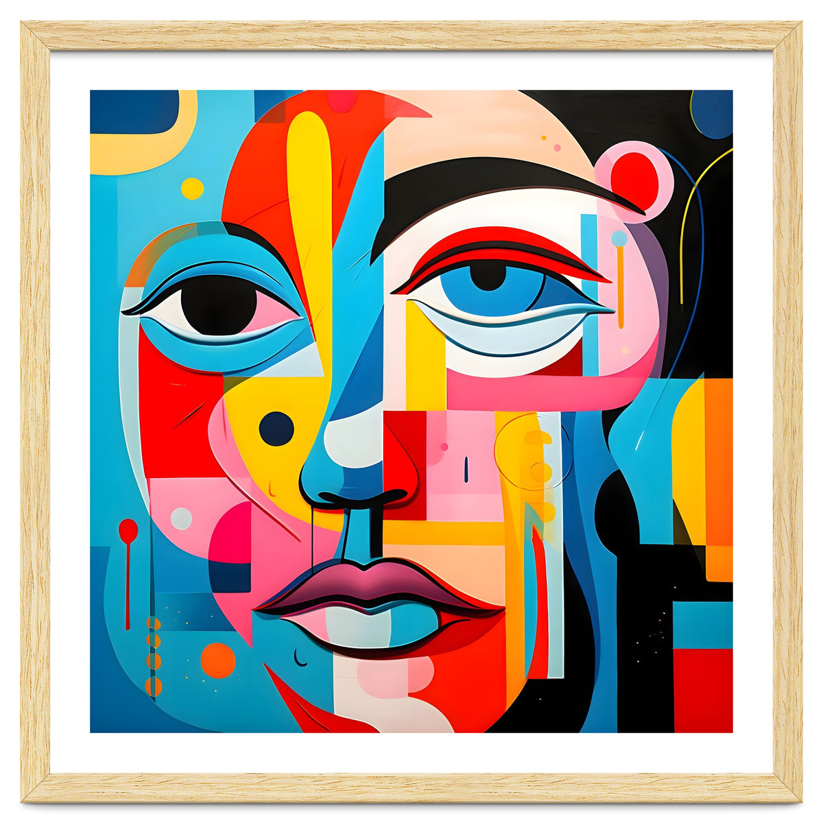 CUBIST HARMONY,  face, the essence of Cubist inspiration in a fragmented vibrant spectrum.