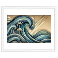 Art Deco Blue Ocean Waves