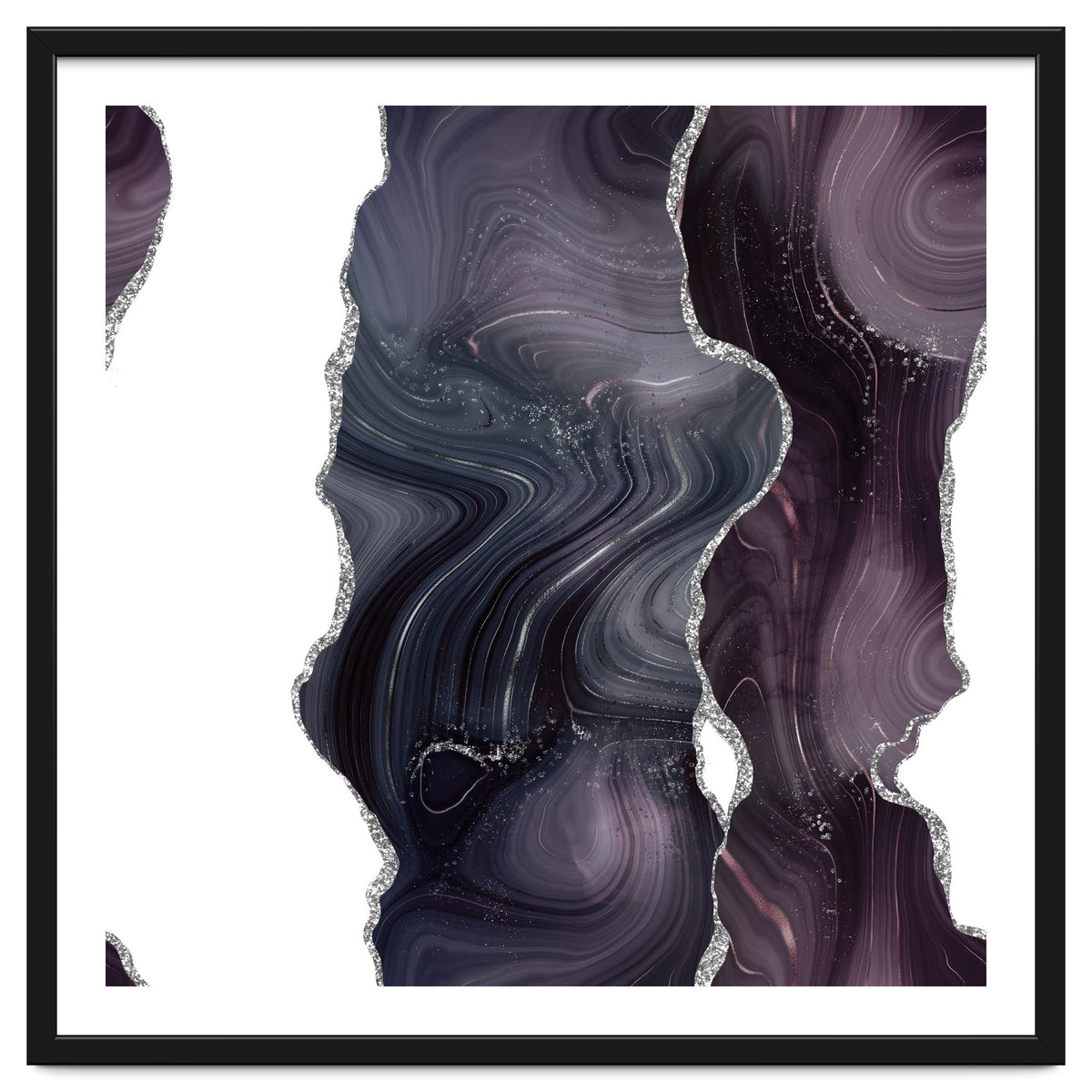 Black & Silver Glitter Agate Texture 06