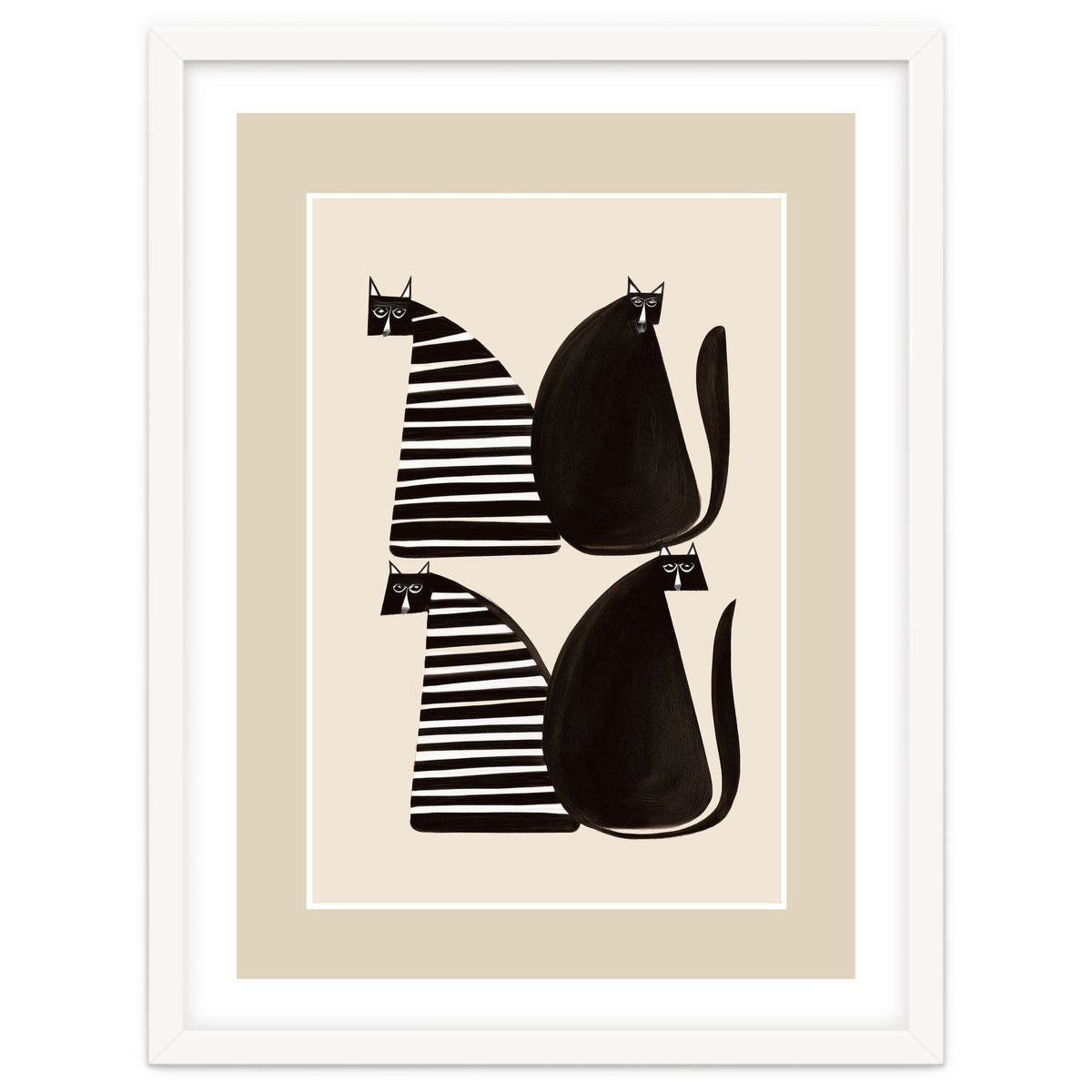 Minimalist Cats In Black And White