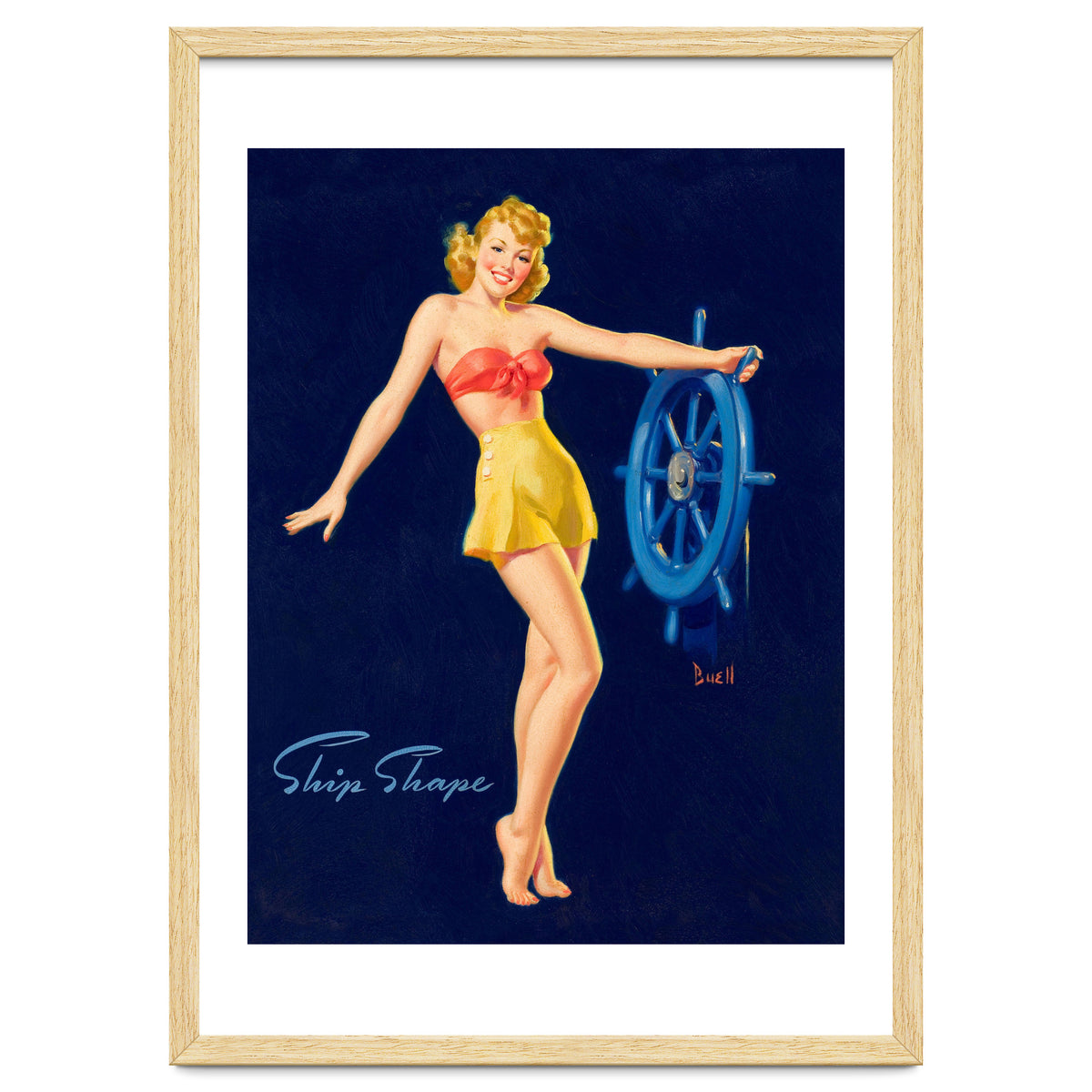Pinup Girl Is Posing With A Steering Wheel
