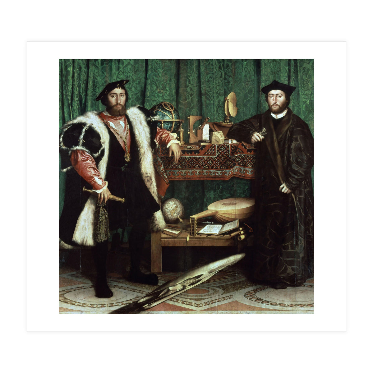 Germany school. The Ambassadors (with anamorphosis in the lower part of the painting). 1533. Oil ... (Print Only)