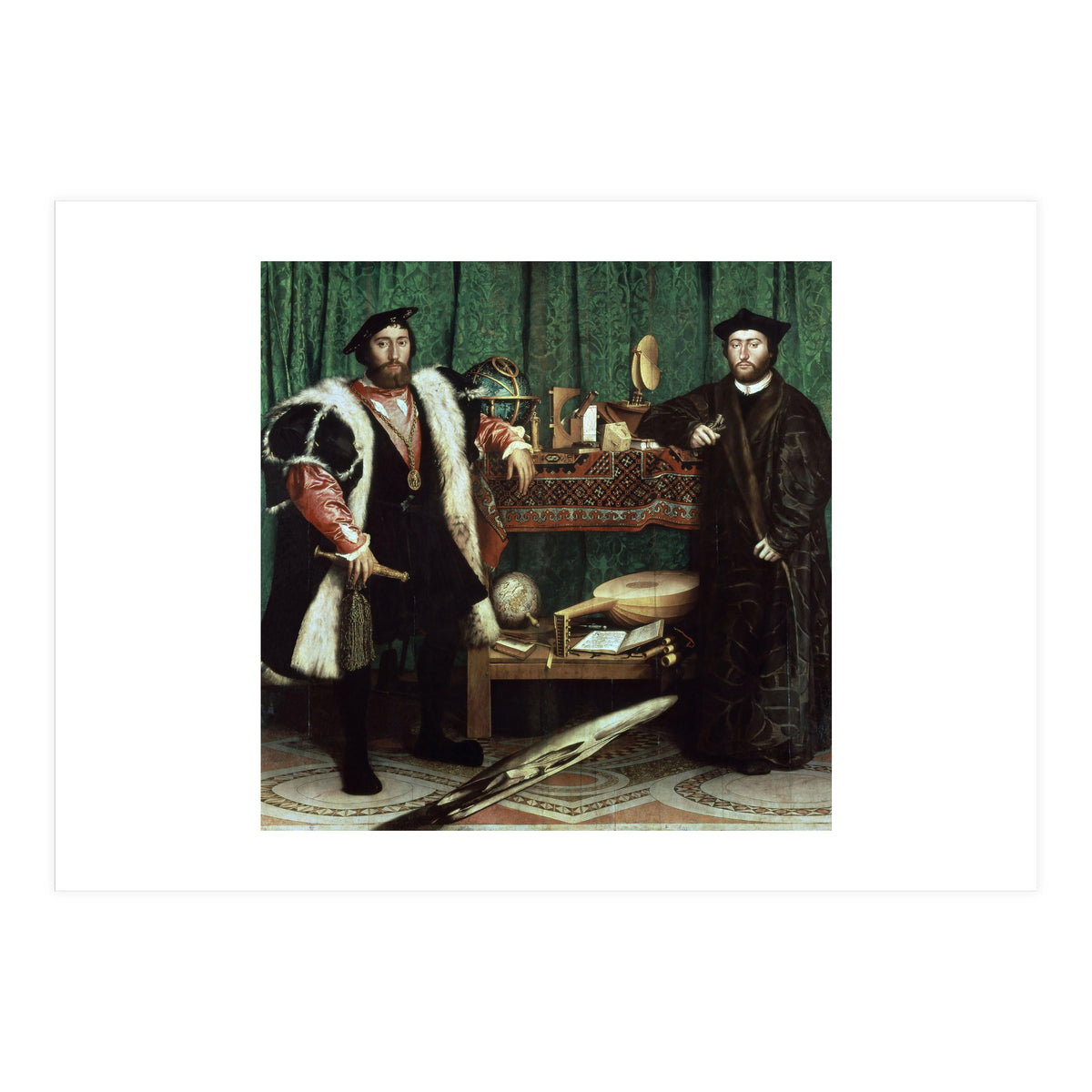 Germany school. The Ambassadors (with anamorphosis in the lower part of the painting). 1533. Oil ... (Print Only)