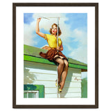 Pinup Sexy Girl Setting Up The Antenna On The Roof thumbnail