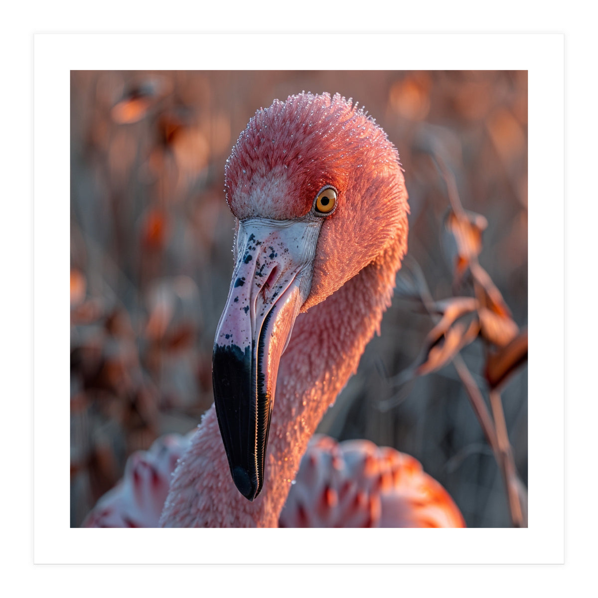 Close Up Of A Pink Flamingo Head In Sunlight (Print Only)