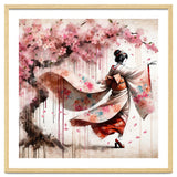 Geisha Under Cherry Blossoms In Motion thumbnail