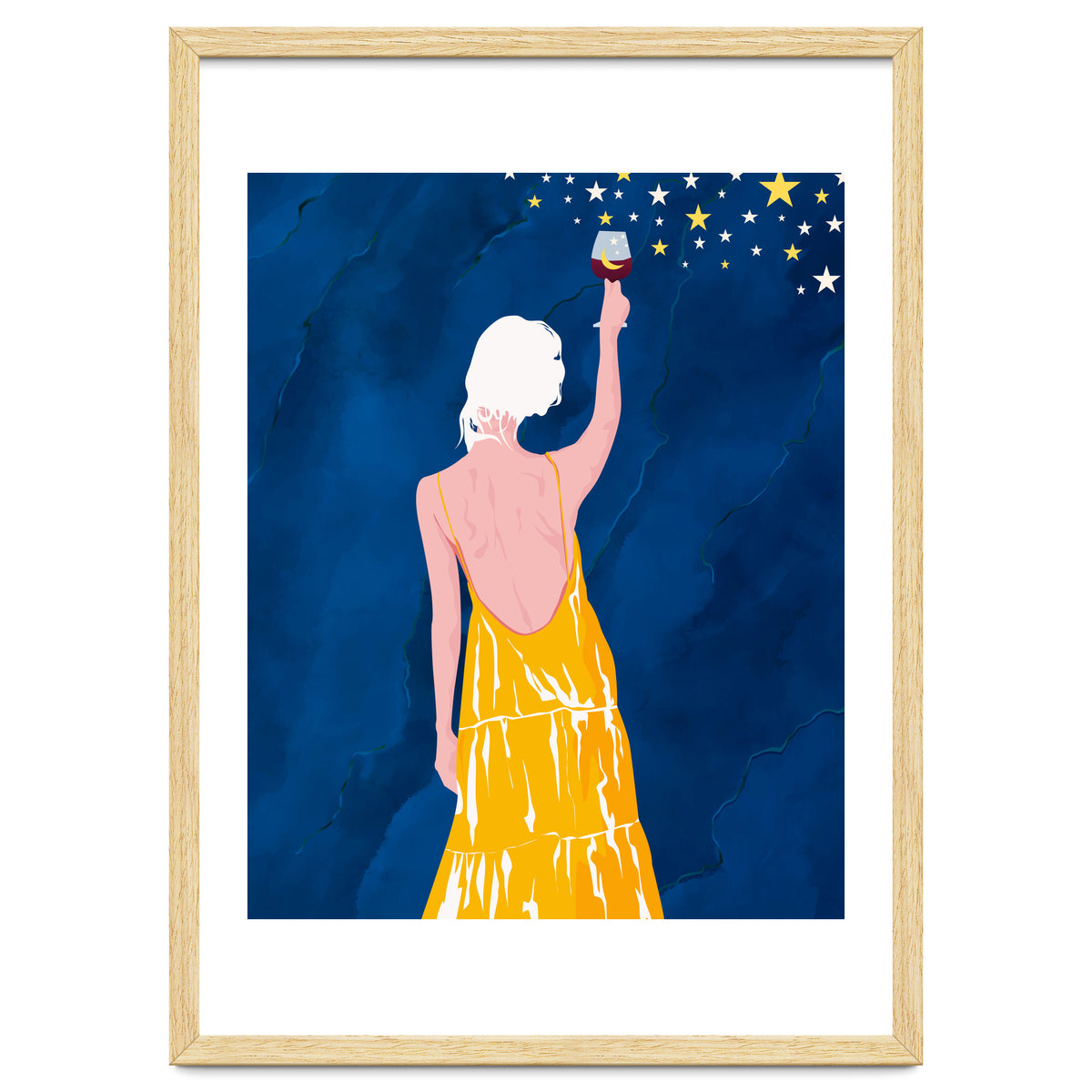 Pour Me Some Magic, Moon Stars Night Sky, Bohemian Woman Positivity Hope Miracle, Wine Holidays New Years Eclectic Gifts