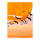 Time Flies, Birds Wildlife Fly Freedom Nature, Sun Sunset Sunrise Positivity Hope Painting, Growth Migrate Gift Animals Blush Sky Bohemian (Print Only) thumbnail