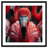 Close Up Flamingo Head With Bright Red Feathers thumbnail