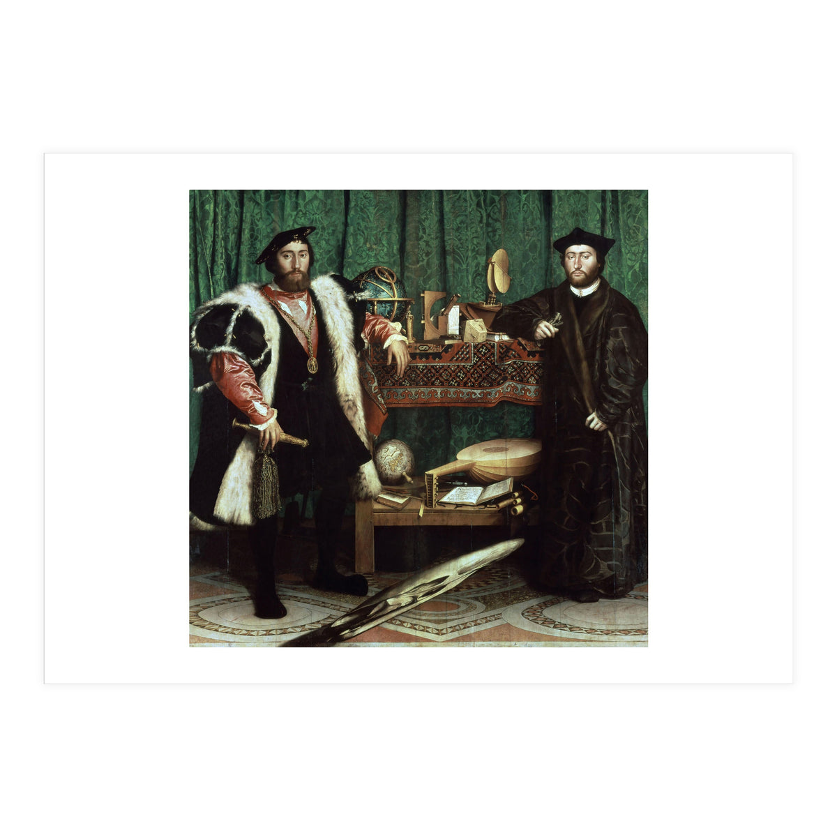 Germany school. The Ambassadors (with anamorphosis in the lower part of the painting). 1533. Oil ... (Print Only)