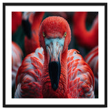 Close Up Flamingo Head With Bright Red Feathers thumbnail