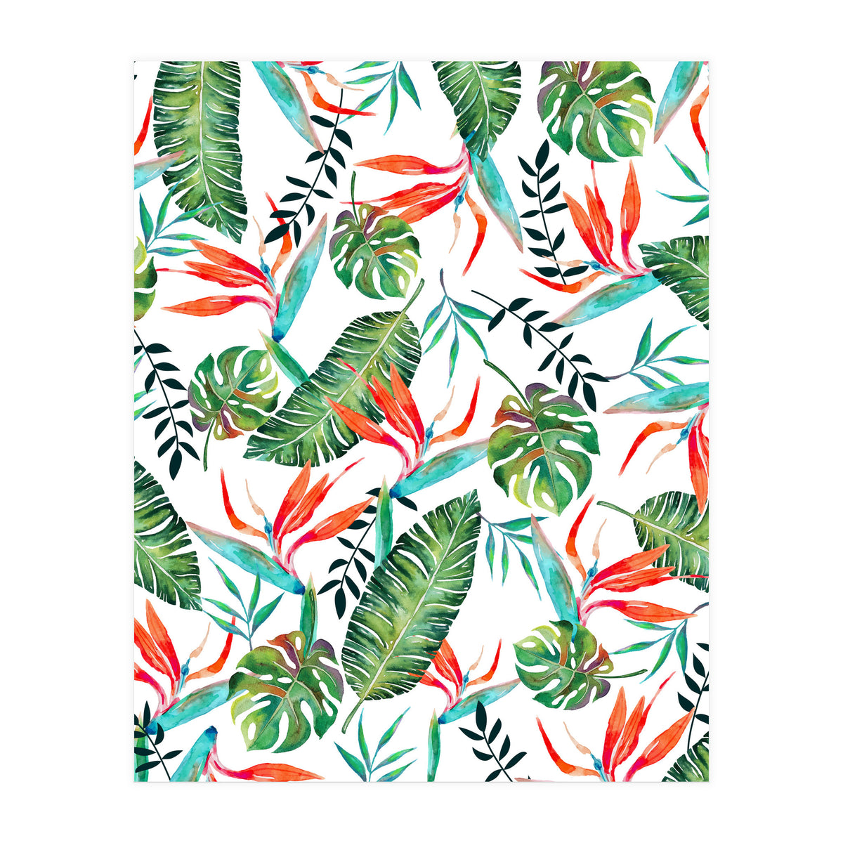 A New Paradise #Bird of paradise painted tropical art & pattern (Print Only)