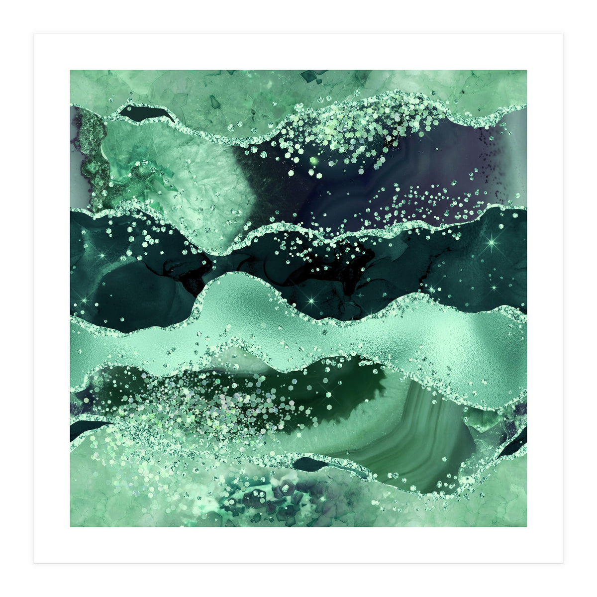 Emerald Glitter Agate Texture 06  (Print Only)