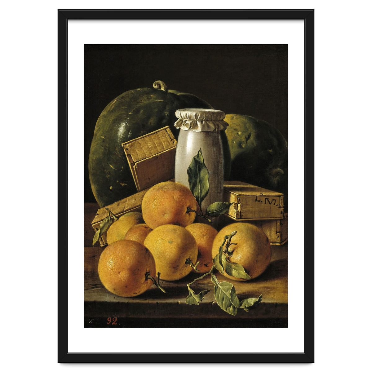 Luis Egidio Meléndez / 'Still Life of Oranges, Watermelon, a Pot, and Boxes of Cake', ca.  1760.