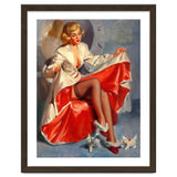 Pinup Girl Playing With Two Little Cats thumbnail