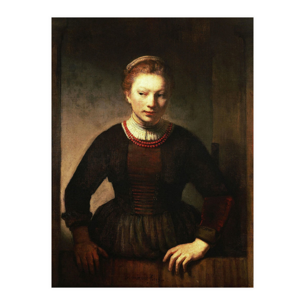 Rembrandt Harmenszoon van Rijn / 'Young Girl at an Open Half-Door', 1645. (Print Only)