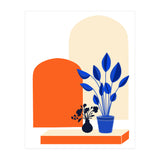Bohemian Window Seat, Abstract Minimal Architecture, Eclectic Shapes Botanical House Plants (Print Only) thumbnail