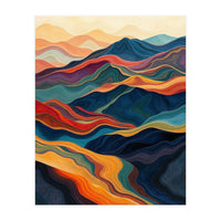 Abstract Mountain Landscape Art with Fluid Textures (Print Only)
