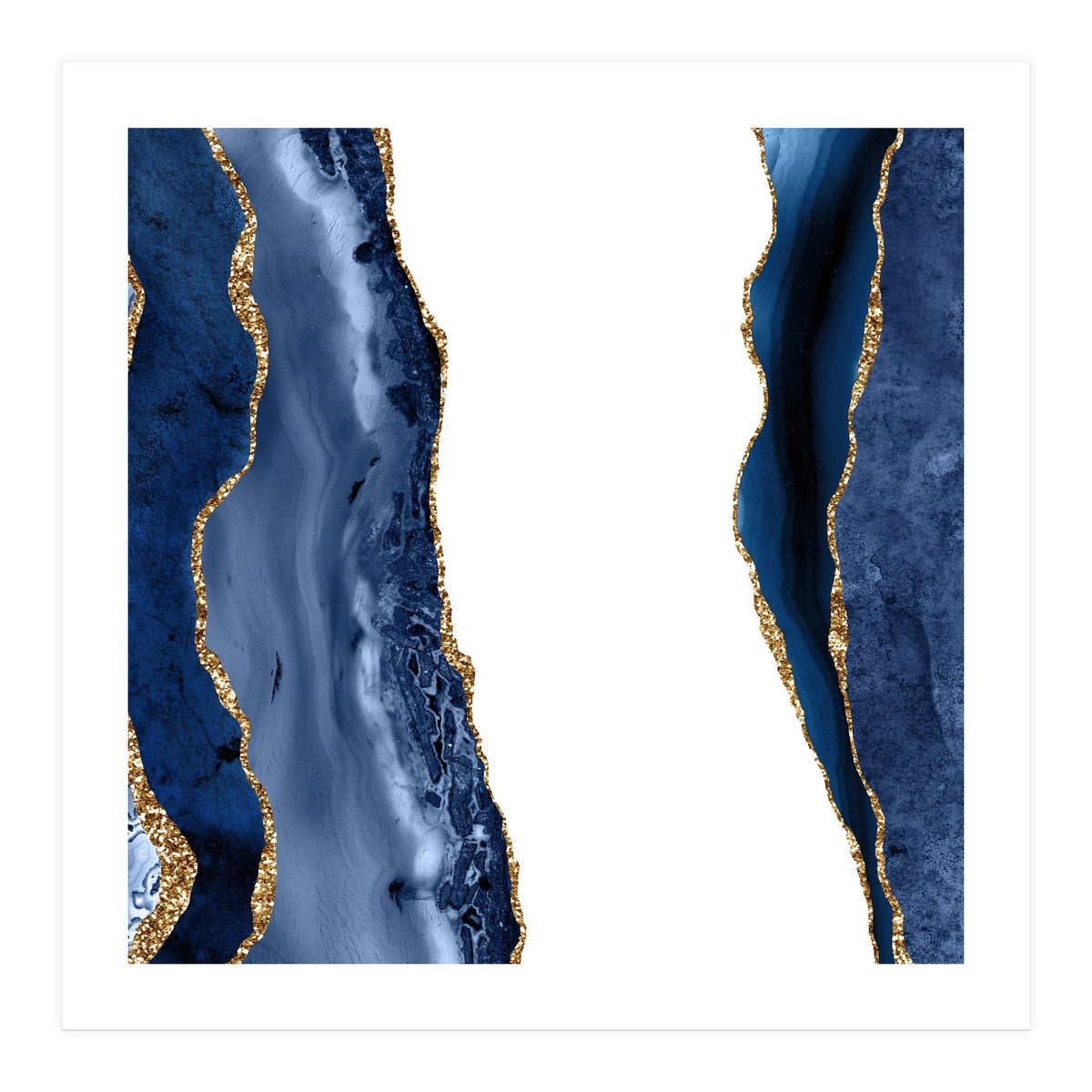 Navy & Gold Agate Texture 28  (Print Only)