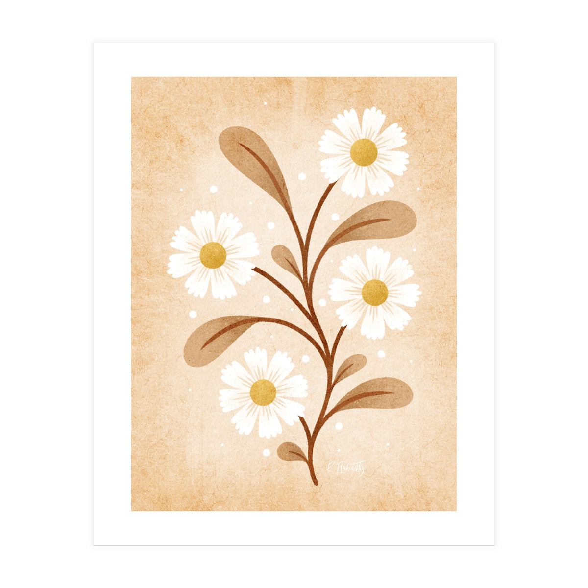 Vintage Beige Daisies (Print Only)
