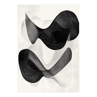 Abstract Black And White Flowing Organic Shapes With Texture (Print Only)