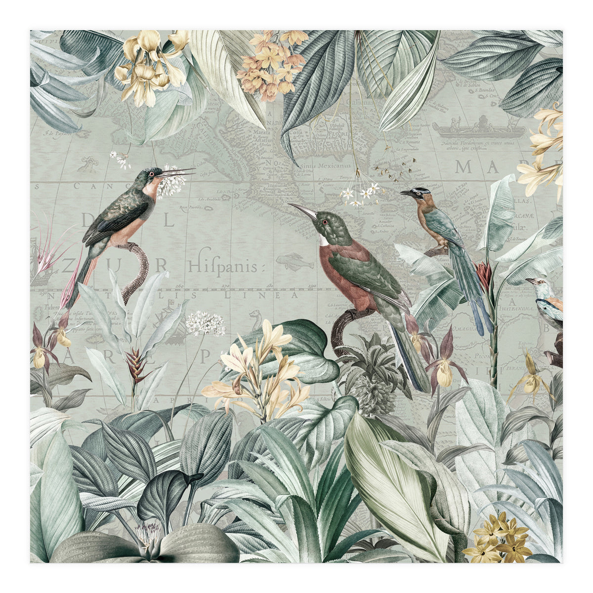Vintage Exotic Birds Paradise Jungle (Print Only)
