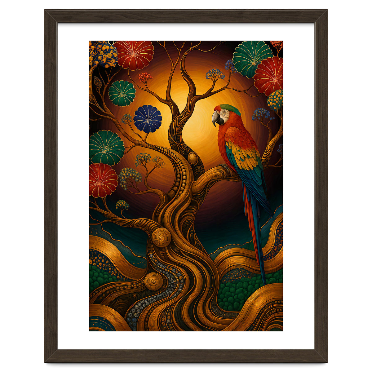 Parrot in Retro Contemporary Aesthetics