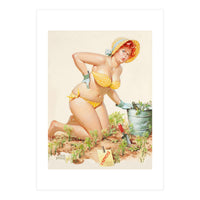 Beautiful Chubby Girl In The Garden (Print Only)