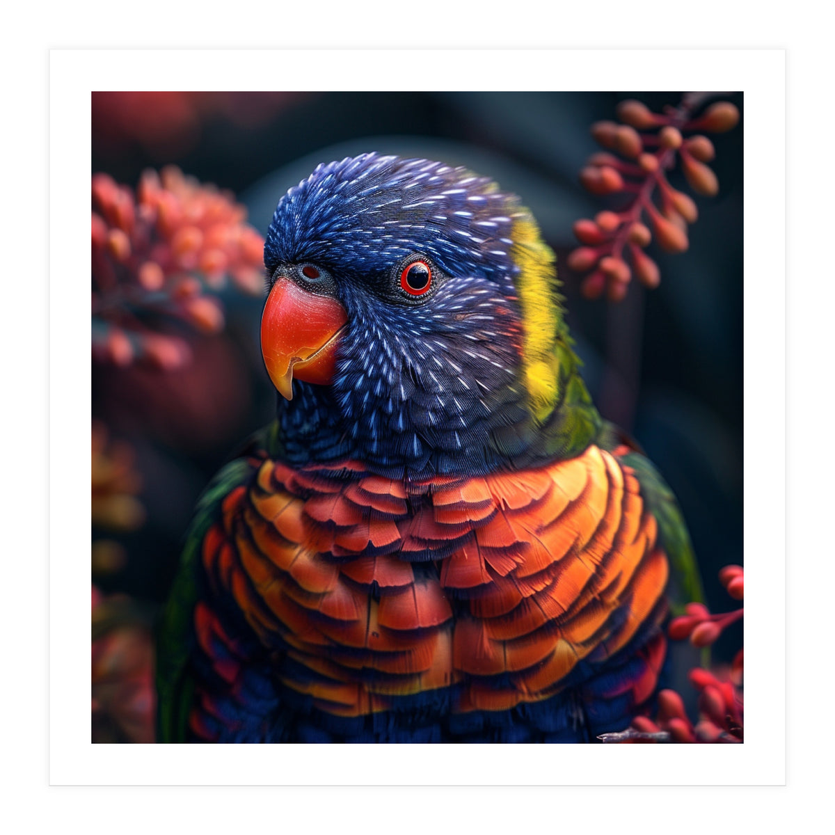 Vibrant Rainbow Lorikeet Parrot Close Up Portrait (Print Only)