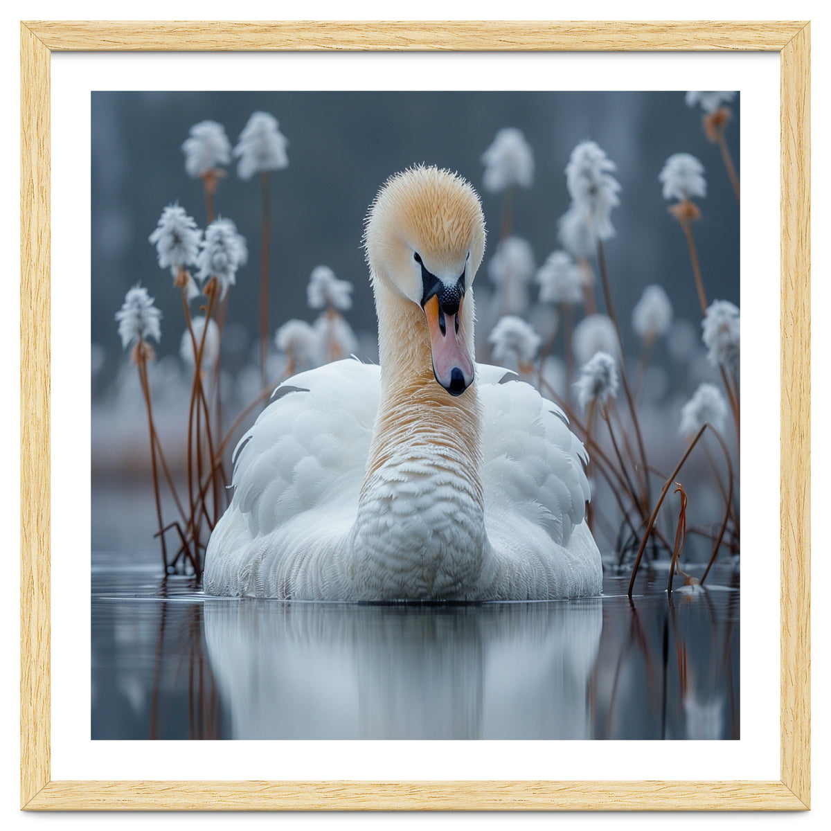 Swan Floating Serene On Calm Water