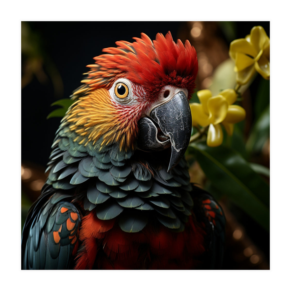 Vibrant Macaw Parrot With Red And Yellow (Print Only)