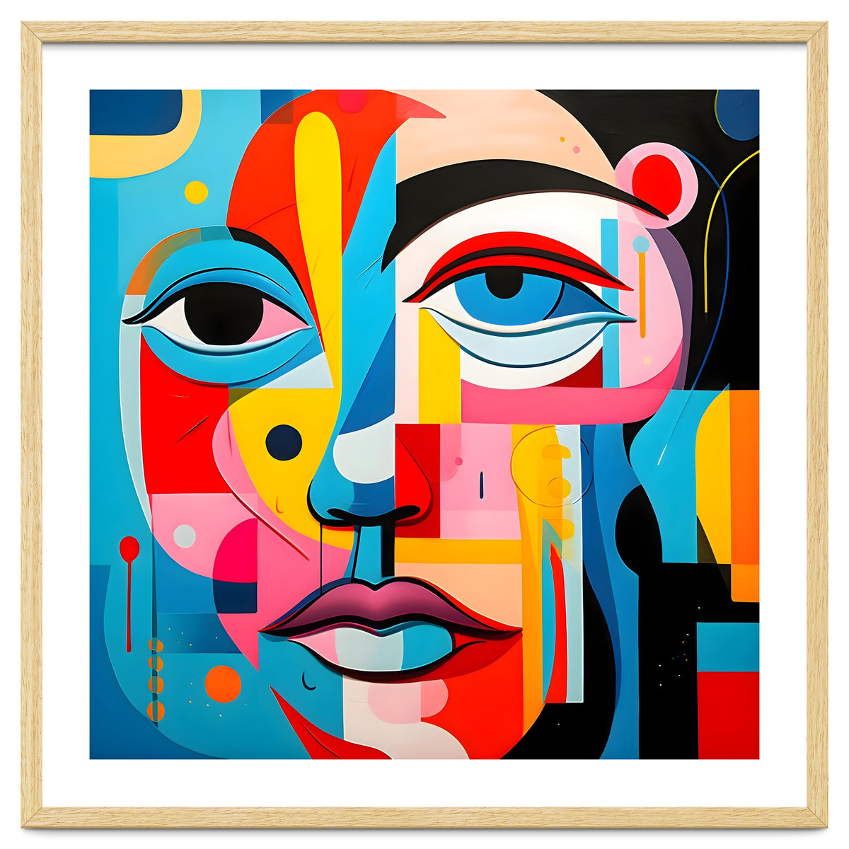 CUBIST HARMONY,  face, the essence of Cubist inspiration in a fragmented vibrant spectrum.
