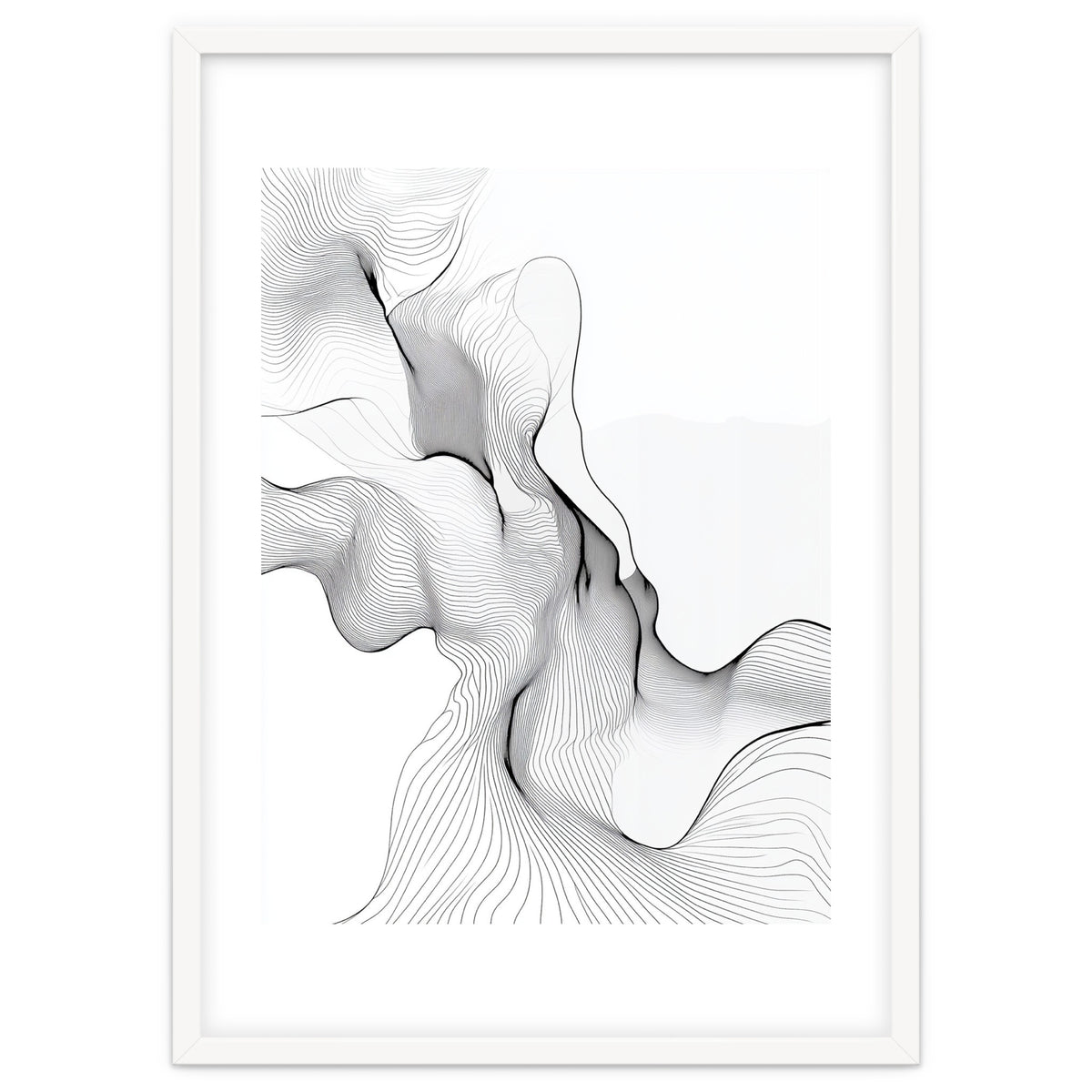 Abstract Black And White Flowing Lines