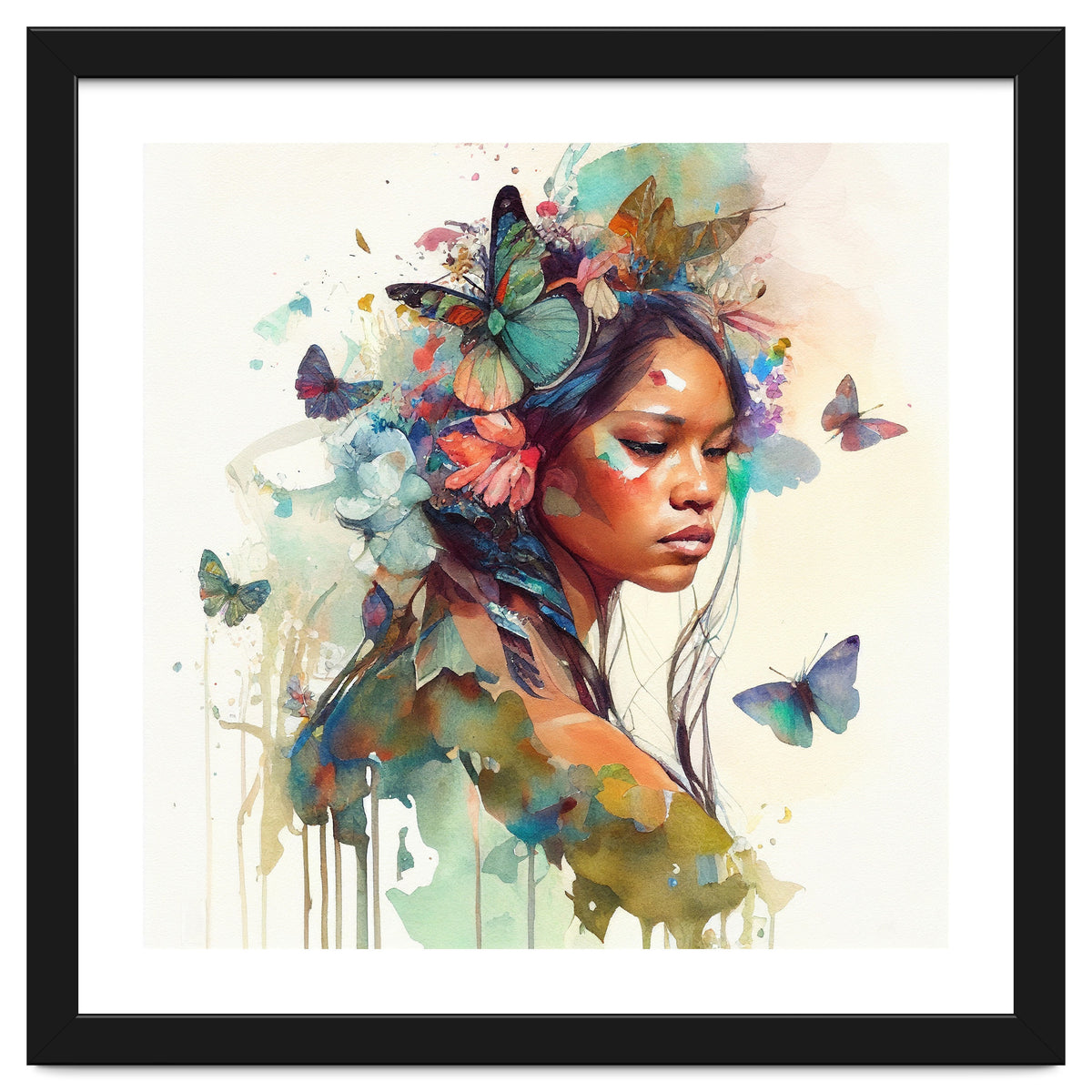 Floral Native Warrior Woman Butterfly Dance