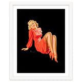 Smiling Pinup Woman Posing In Red Dress thumbnail