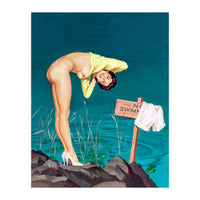 Sexy Pinup Girl With No Swimming Sign (Print Only)