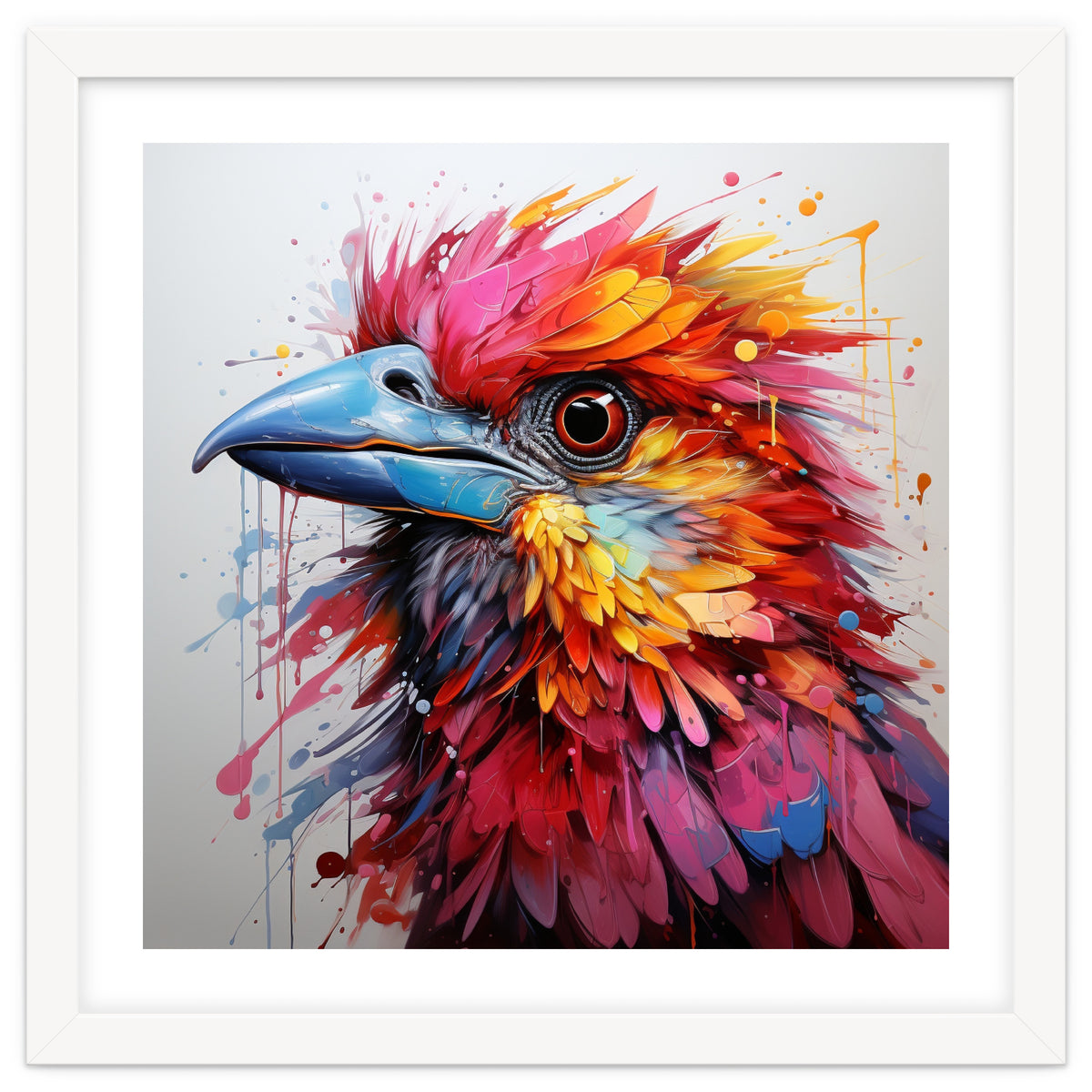 Vibrant Abstract Bird Portrait Watercolor Splash