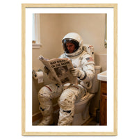 Retro AstronautReading Newspaper, Toilet Humor, Astronaut on Toilet