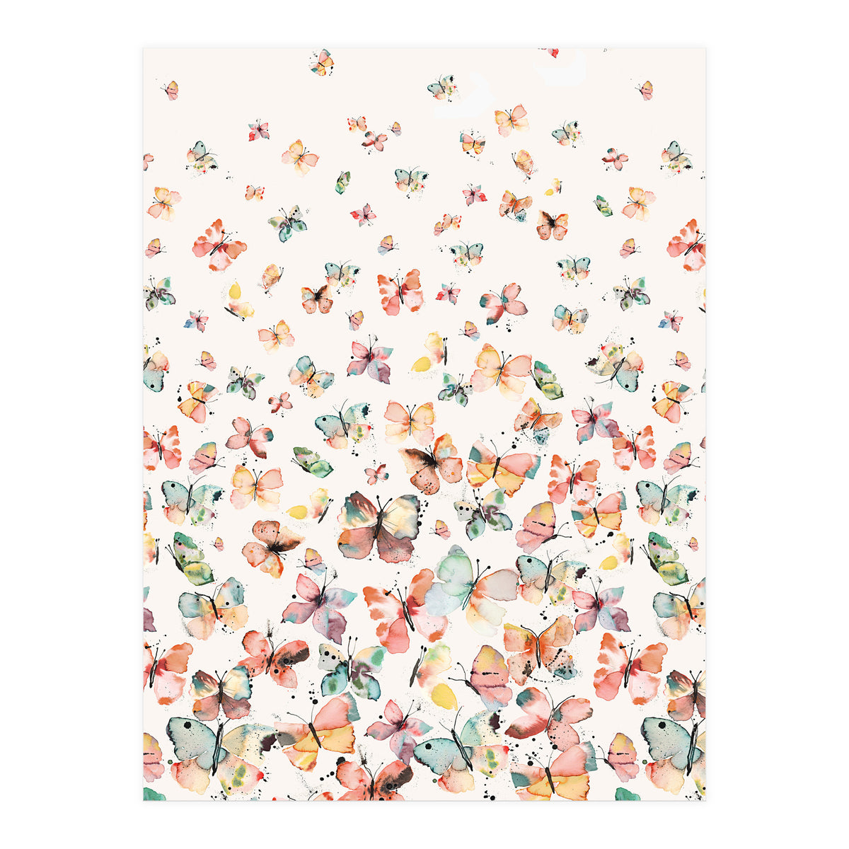 Watercolor Spring Butterflies Apricot (Print Only)